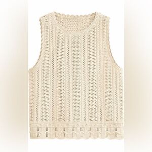 Cream Crochet Knit Tank Top